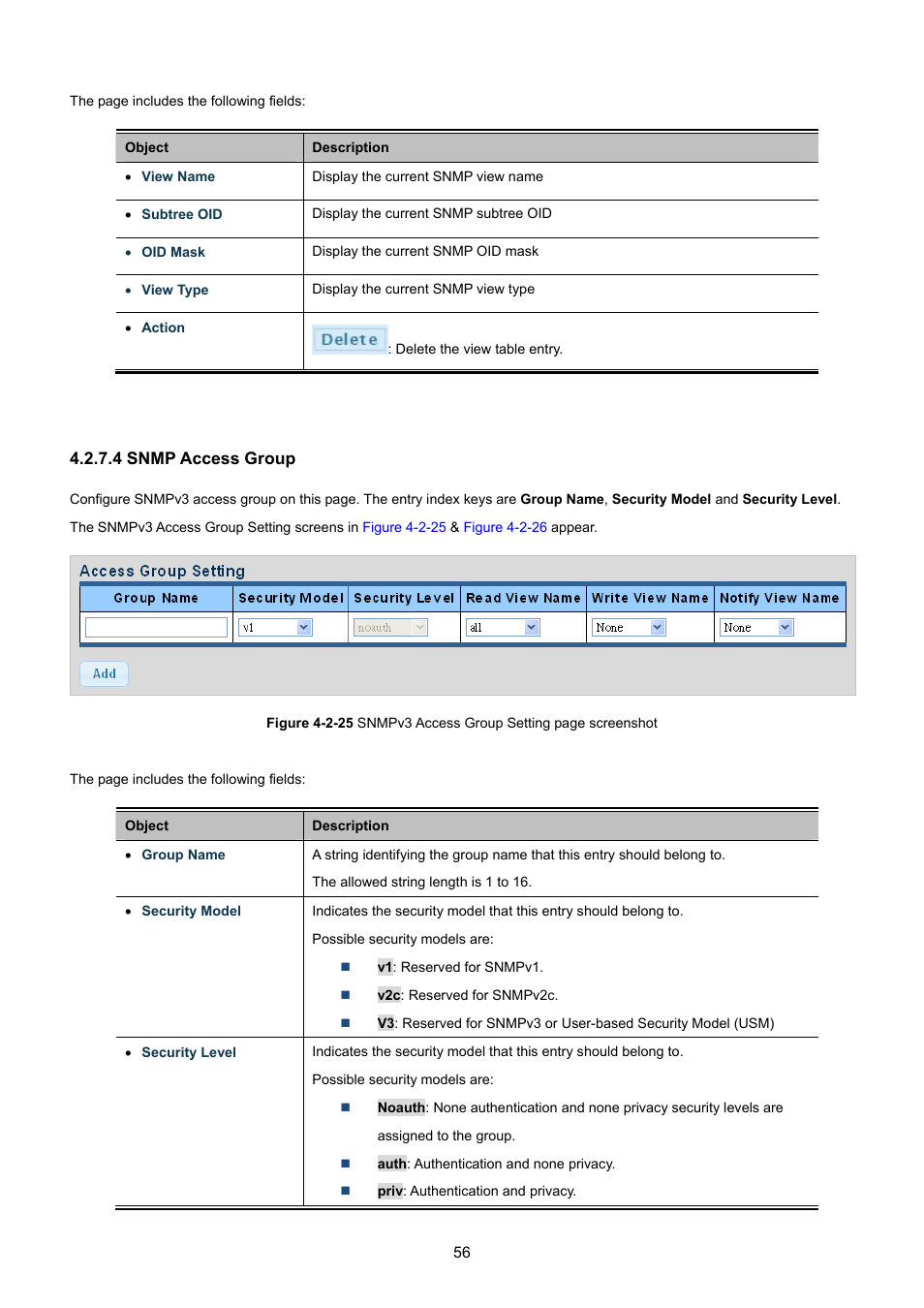 4 snmp access group | PLANET GSD-1002M User Manual | Page 56 / 313