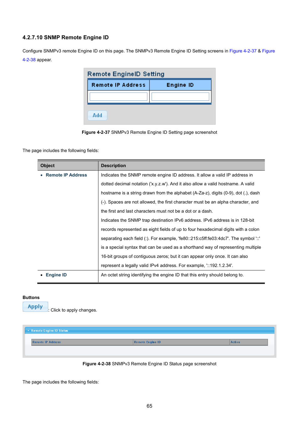 10 snmp remote engine id, 11 snmp remote engine id | PLANET GSD-1002M User Manual | Page 65 / 313