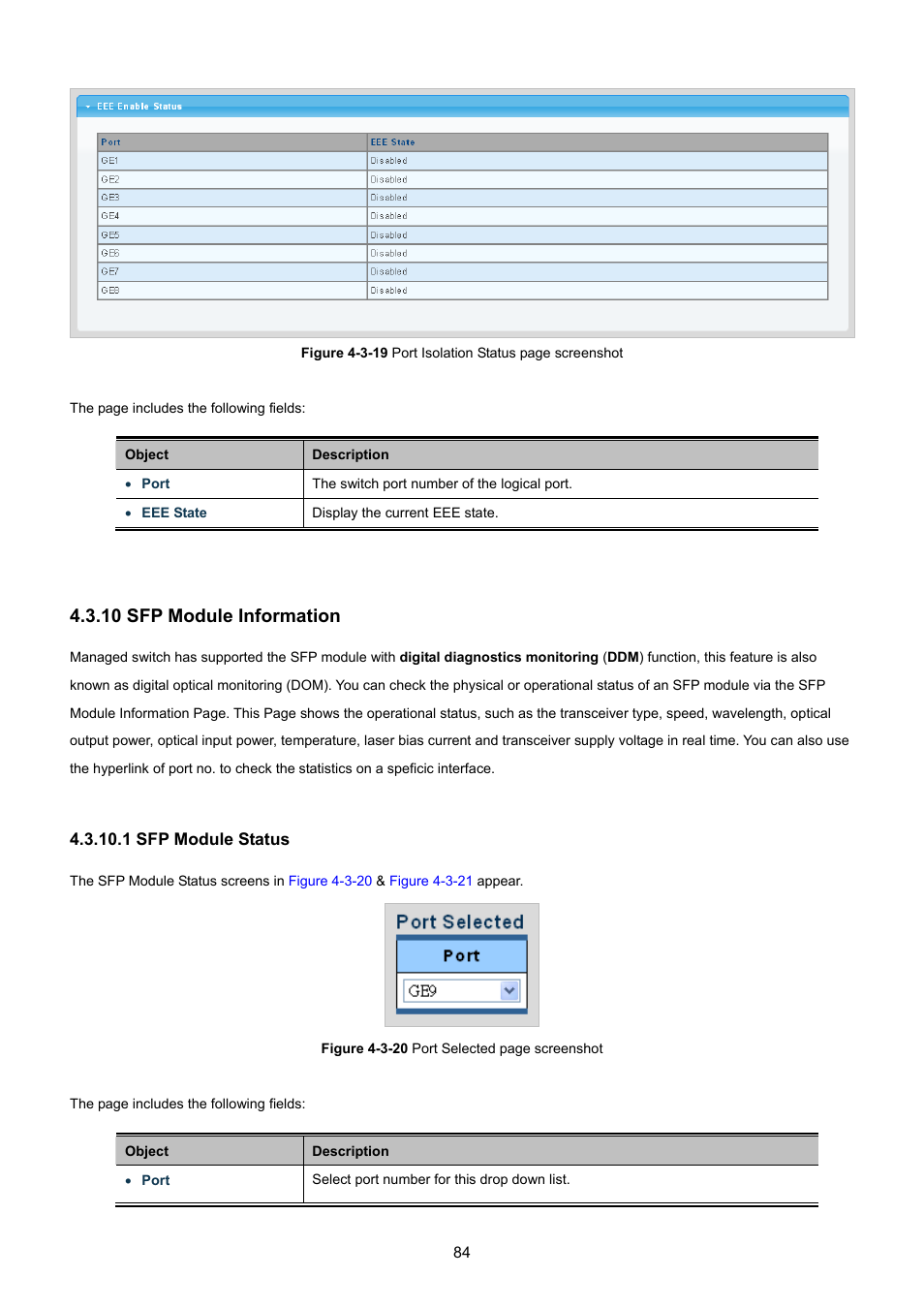 10 sfp module information, 1 sfp module status, 0 sfp module information | PLANET GSD-1002M User Manual | Page 84 / 313