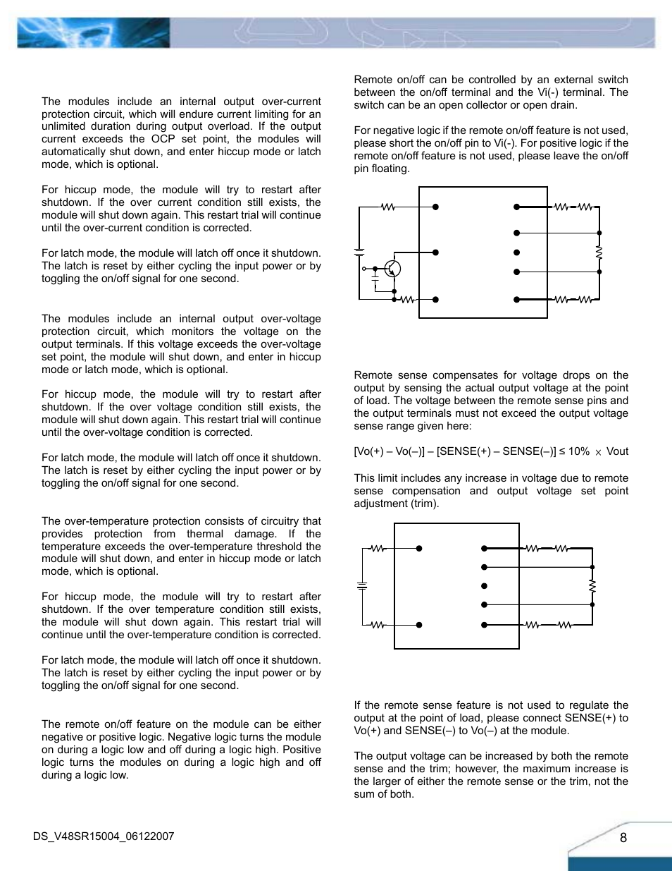 Features descriptions | Delta Electronics Delphi Series V48SR User Manual | Page 8 / 14