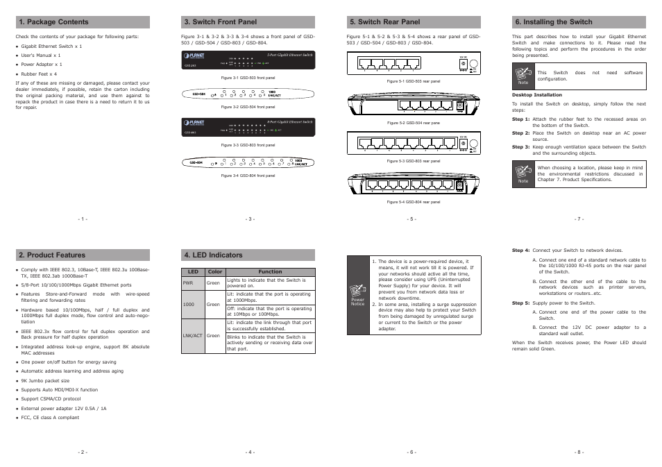 PLANET GSD-503 User Manual | 2 pages