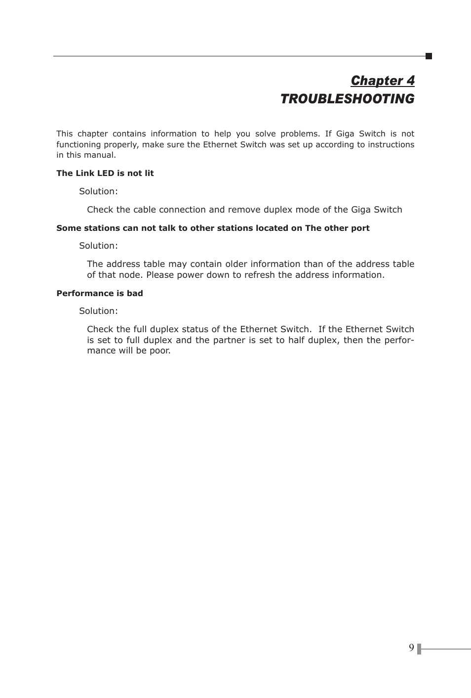 Chapter 4 troubleshooting | PLANET GSD-801 User Manual | Page 11 / 18
