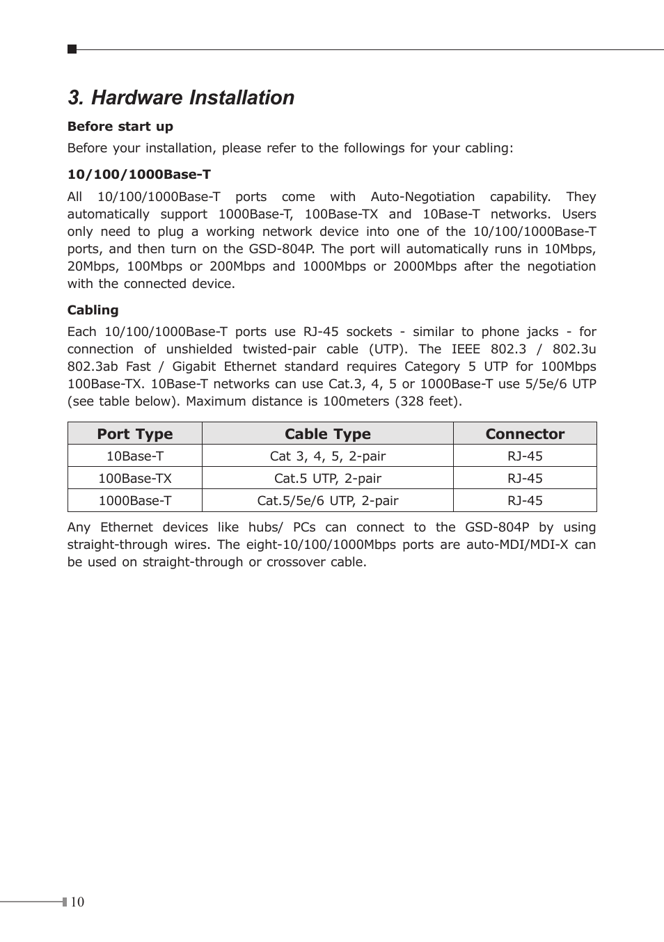 Hardware installation | PLANET GSD-804P User Manual | Page 10 / 24
