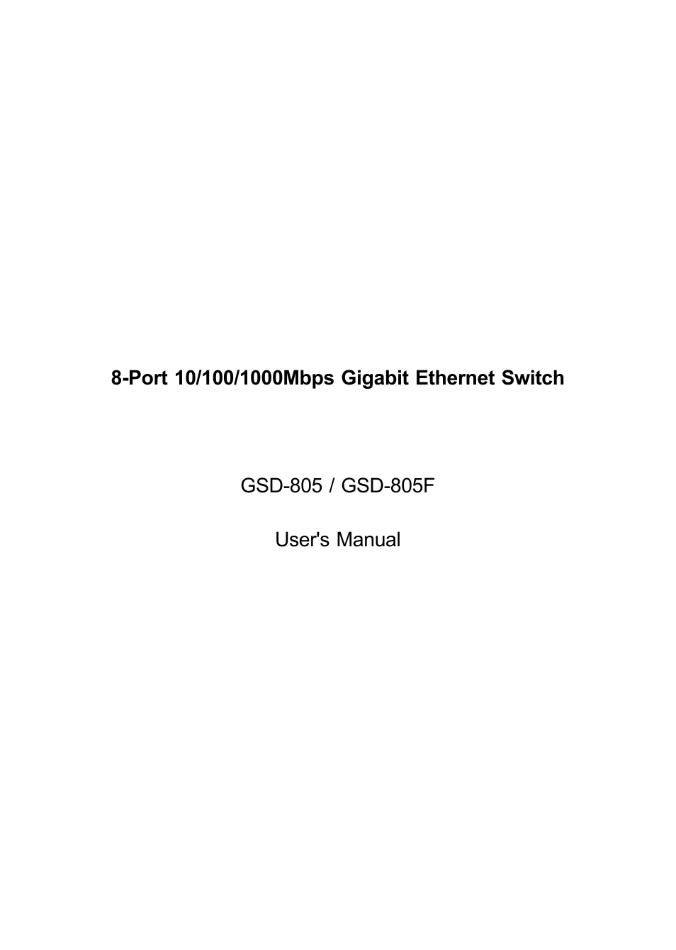 PLANET GSD-805 User Manual | 20 pages