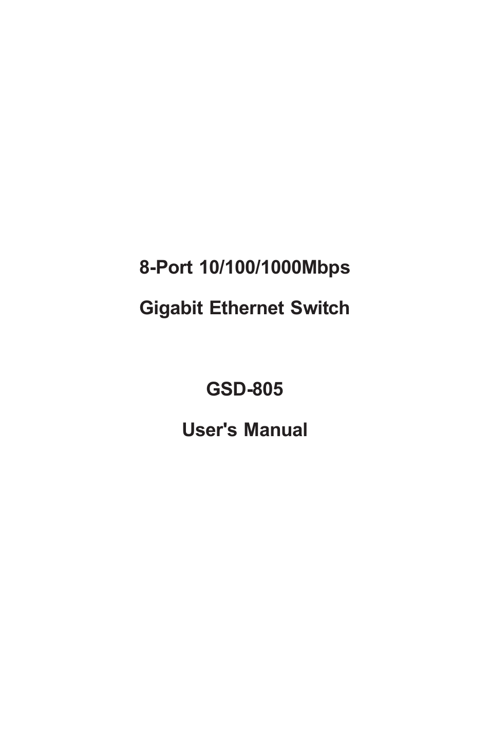 PLANET GSD-805 User Manual | 20 pages