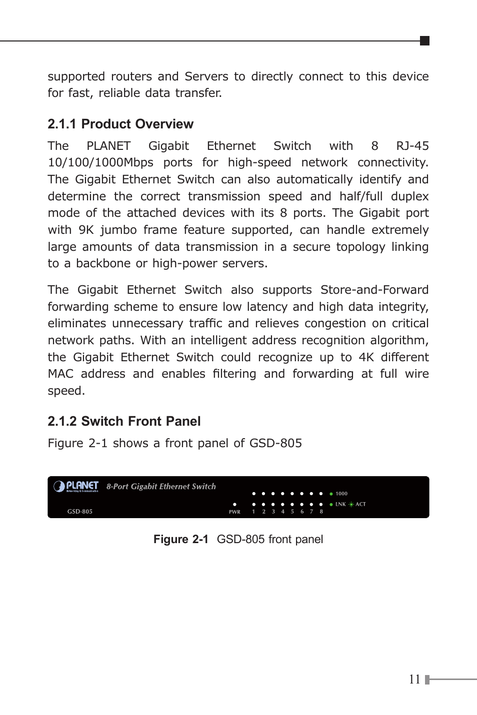 PLANET GSD-805 User Manual | Page 11 / 20