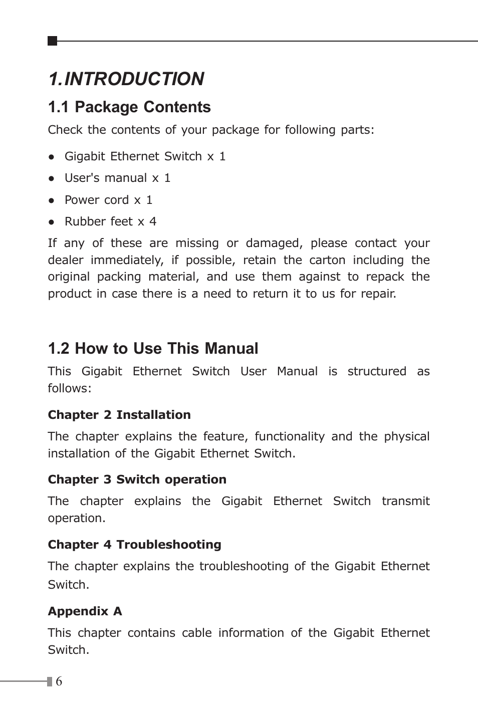 Introduction, 1 package contents, 2 how to use this manual | PLANET GSD-805 User Manual | Page 6 / 20