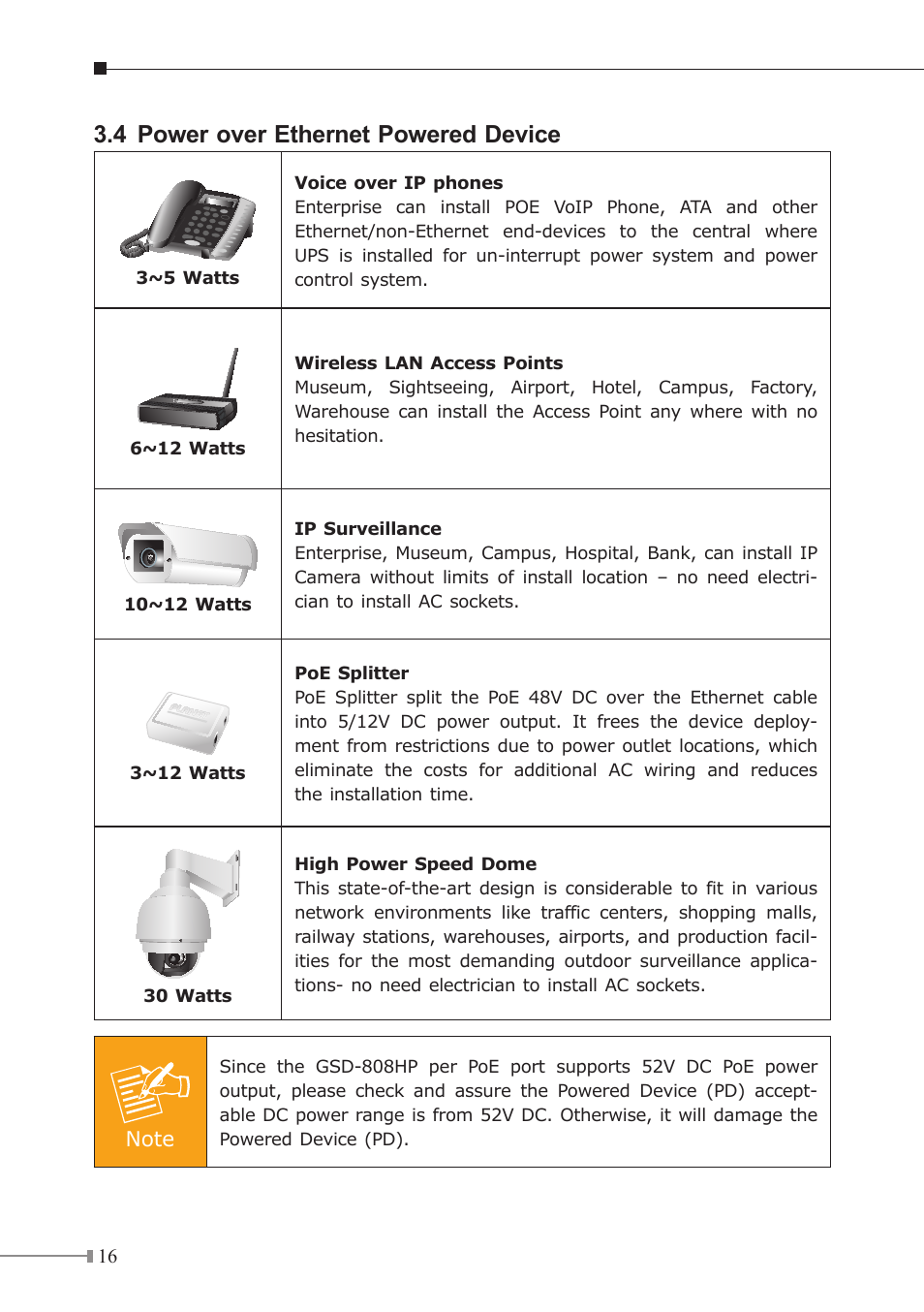 4 power over ethernet powered device | PLANET GSD-808HP User Manual | Page 16 / 24
