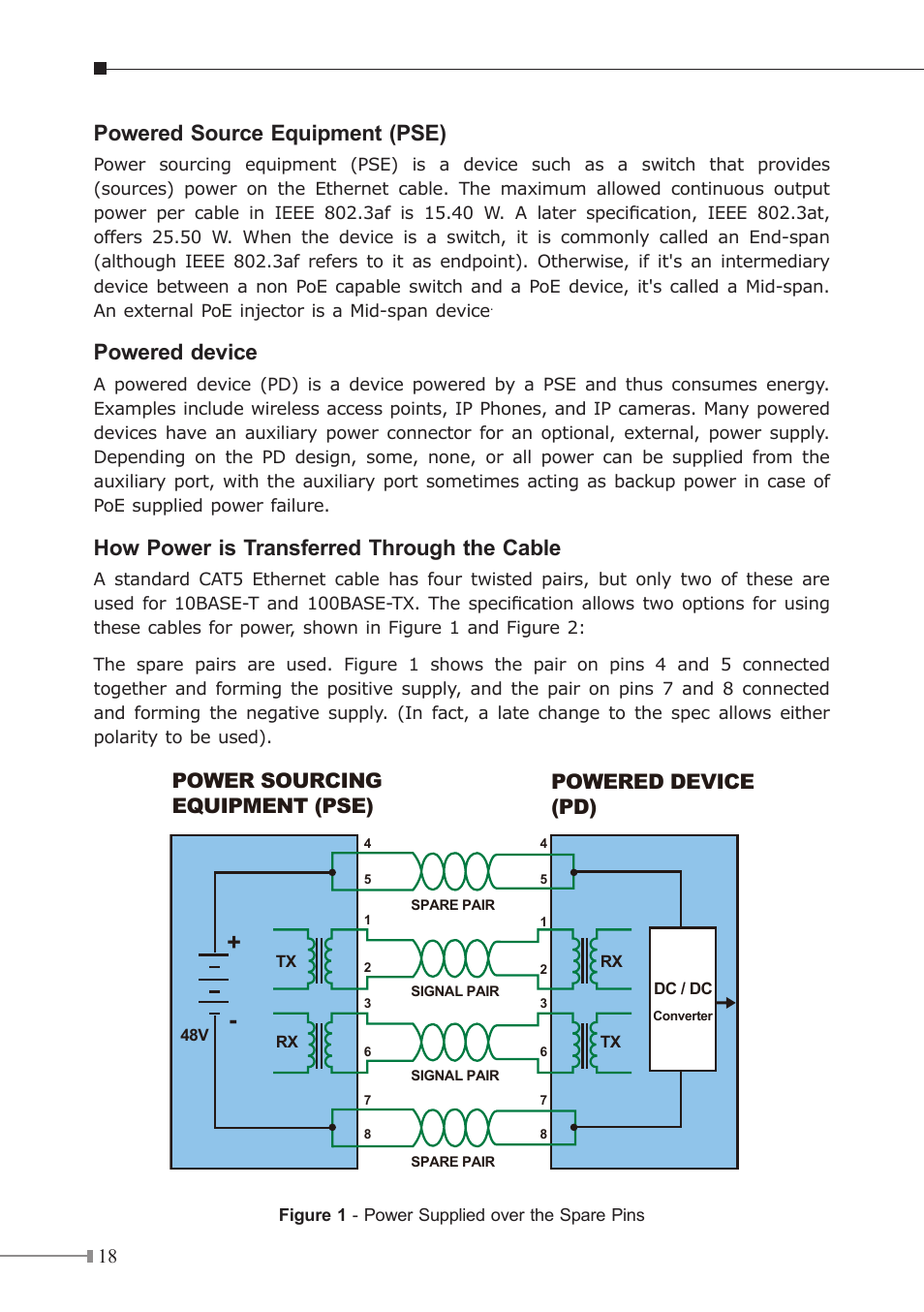 Powered source equipment (pse), Powered device, How power is transferred through the cable | Power sourcing equipment (pse) powered device (pd) | PLANET GSD-808HP User Manual | Page 18 / 24