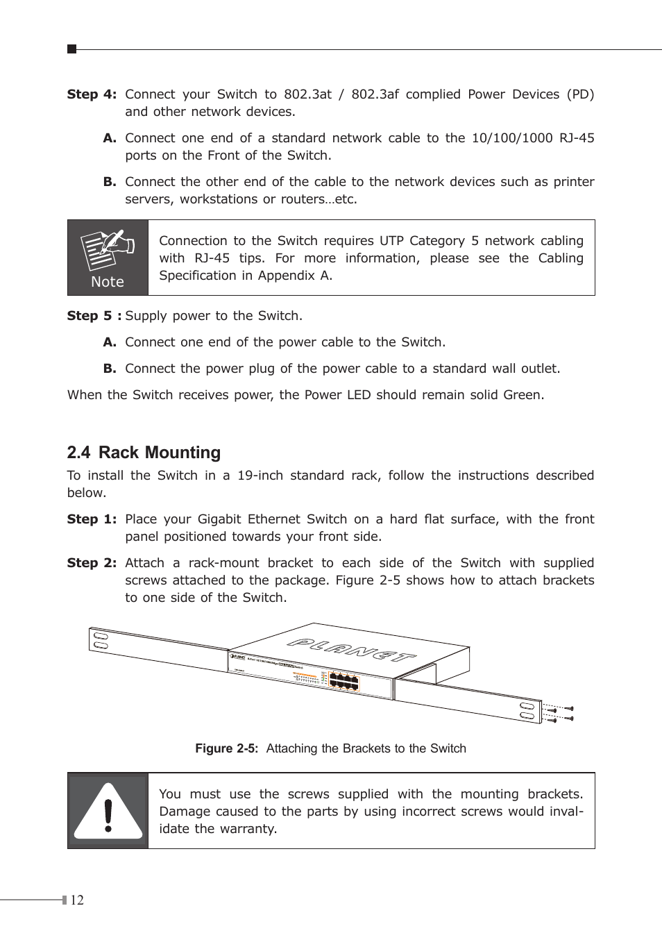 4 rack mounting | PLANET GSD-808HP2 User Manual | Page 12 / 24
