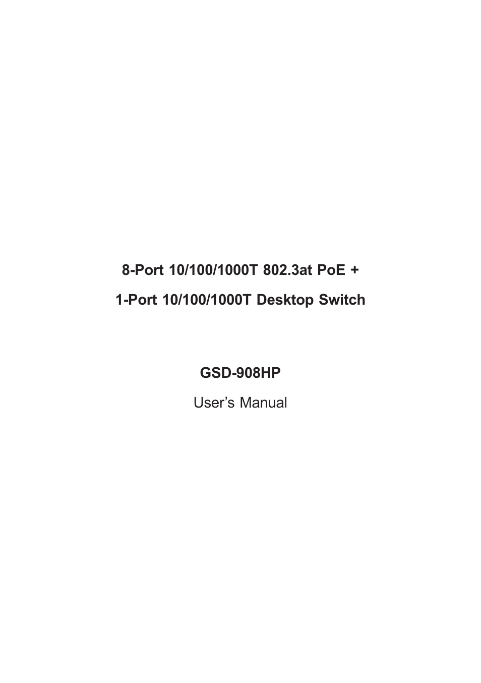 PLANET GSD-908HP User Manual | 20 pages