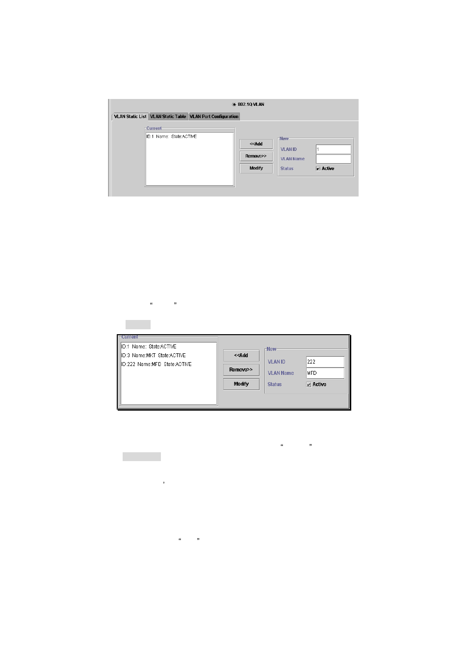 1 vlan static list, 1 to create a new vlan group, 2 to remove a vlan group | 3 to modify a vlan group, 2 vlan static table, 5 vlan page | PLANET GSW-1402S User Manual | Page 23 / 29