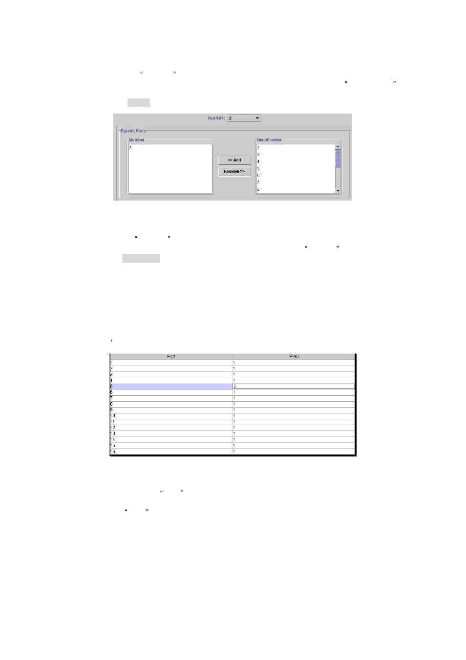 1 to add member ports, 2 to remove member ports, 3 vlan port configuration | 1 to change the pvid | PLANET GSW-1402S User Manual | Page 24 / 29