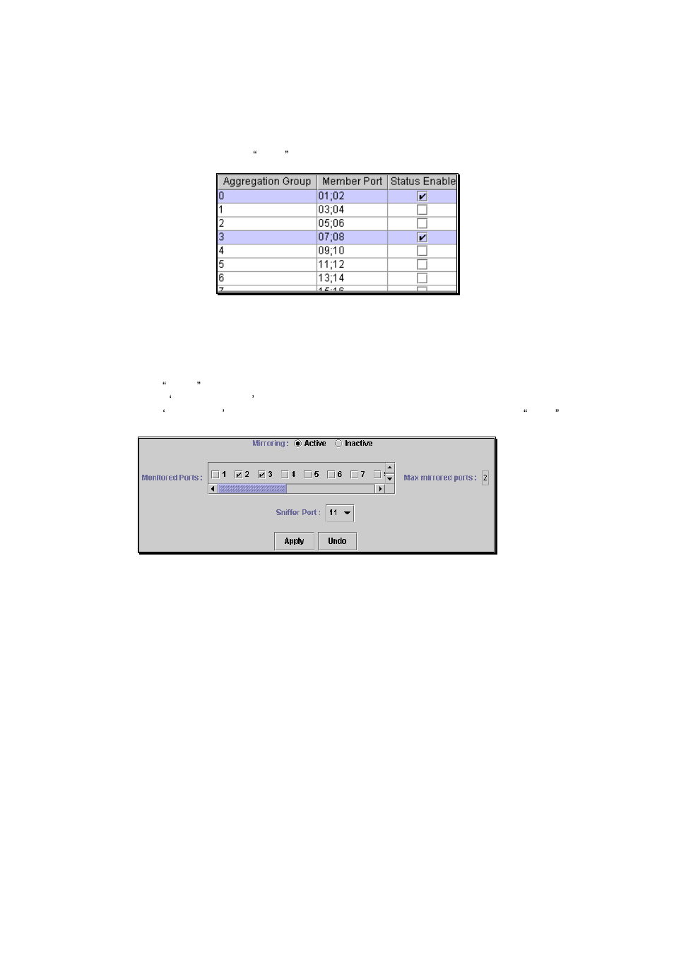 6 port aggregation page, 7 mirror page | PLANET GSW-1402S User Manual | Page 25 / 29