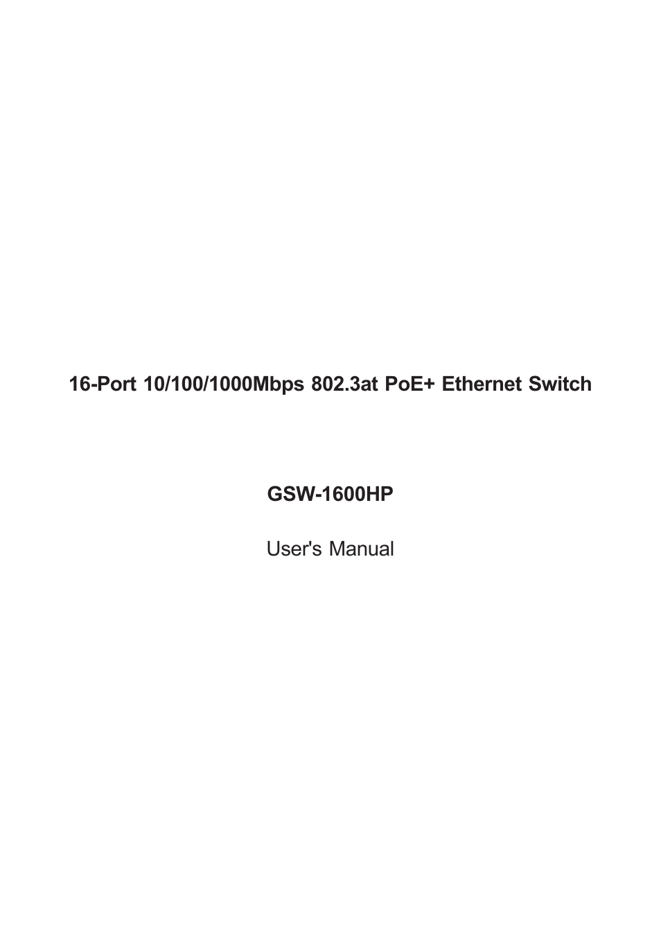 PLANET GSW-1600HP User Manual | 24 pages