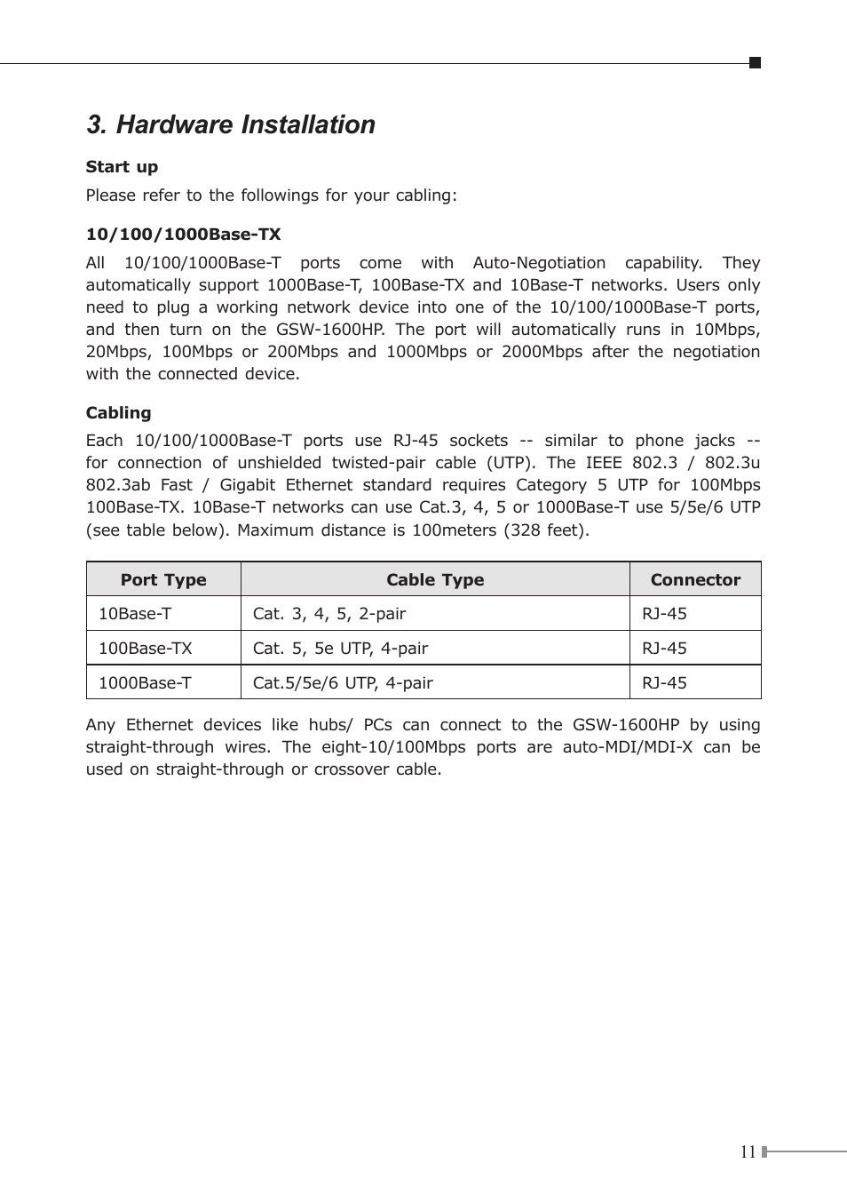 Hardware installation | PLANET GSW-1600HP User Manual | Page 11 / 24