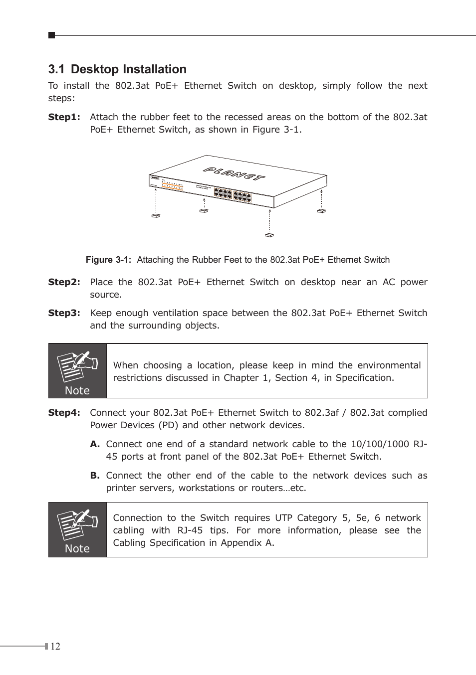 1 desktop installation | PLANET GSW-1600HP User Manual | Page 12 / 24