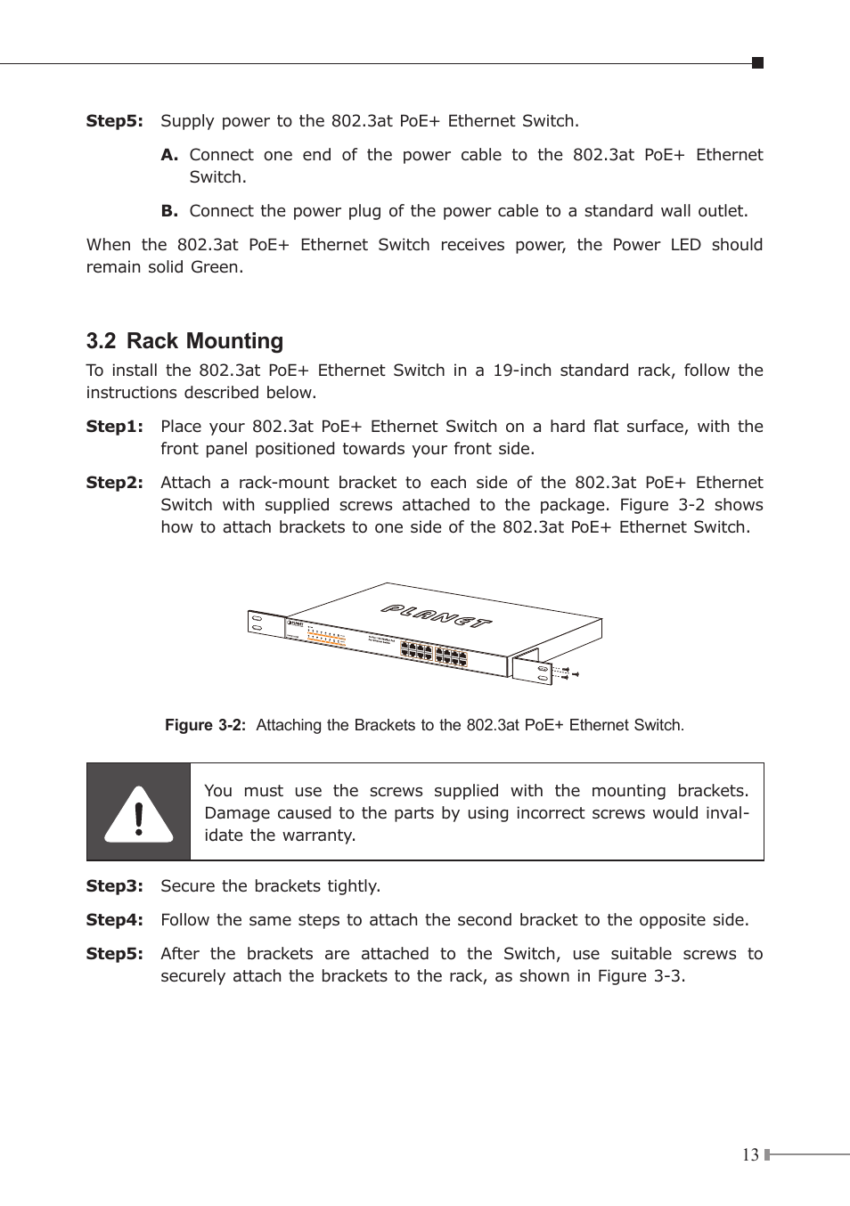 2 rack mounting | PLANET GSW-1600HP User Manual | Page 13 / 24