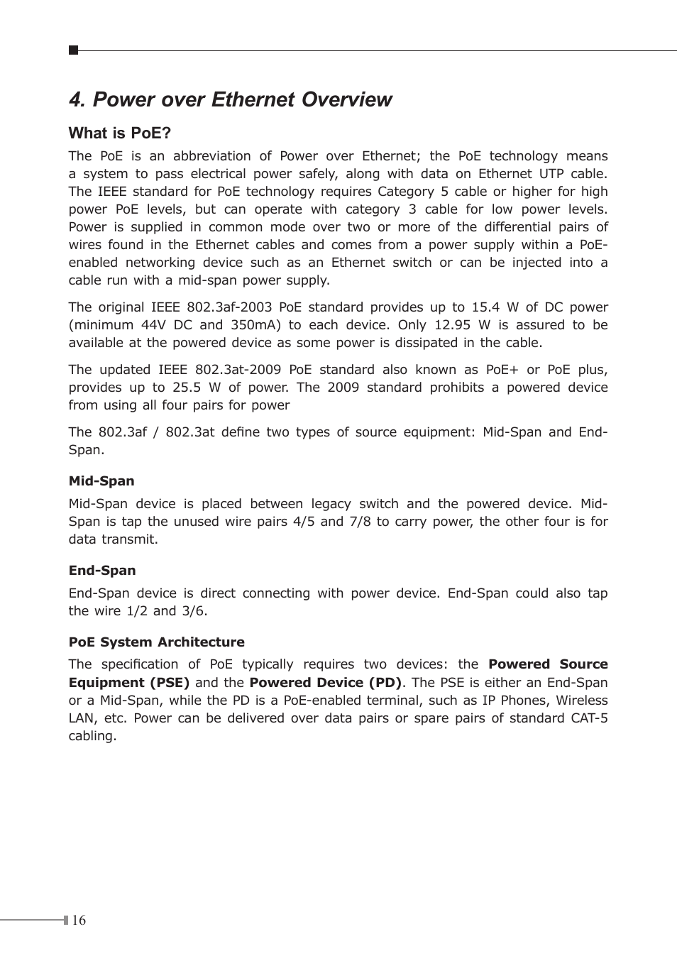 Power over ethernet overview | PLANET GSW-1600HP User Manual | Page 16 / 24