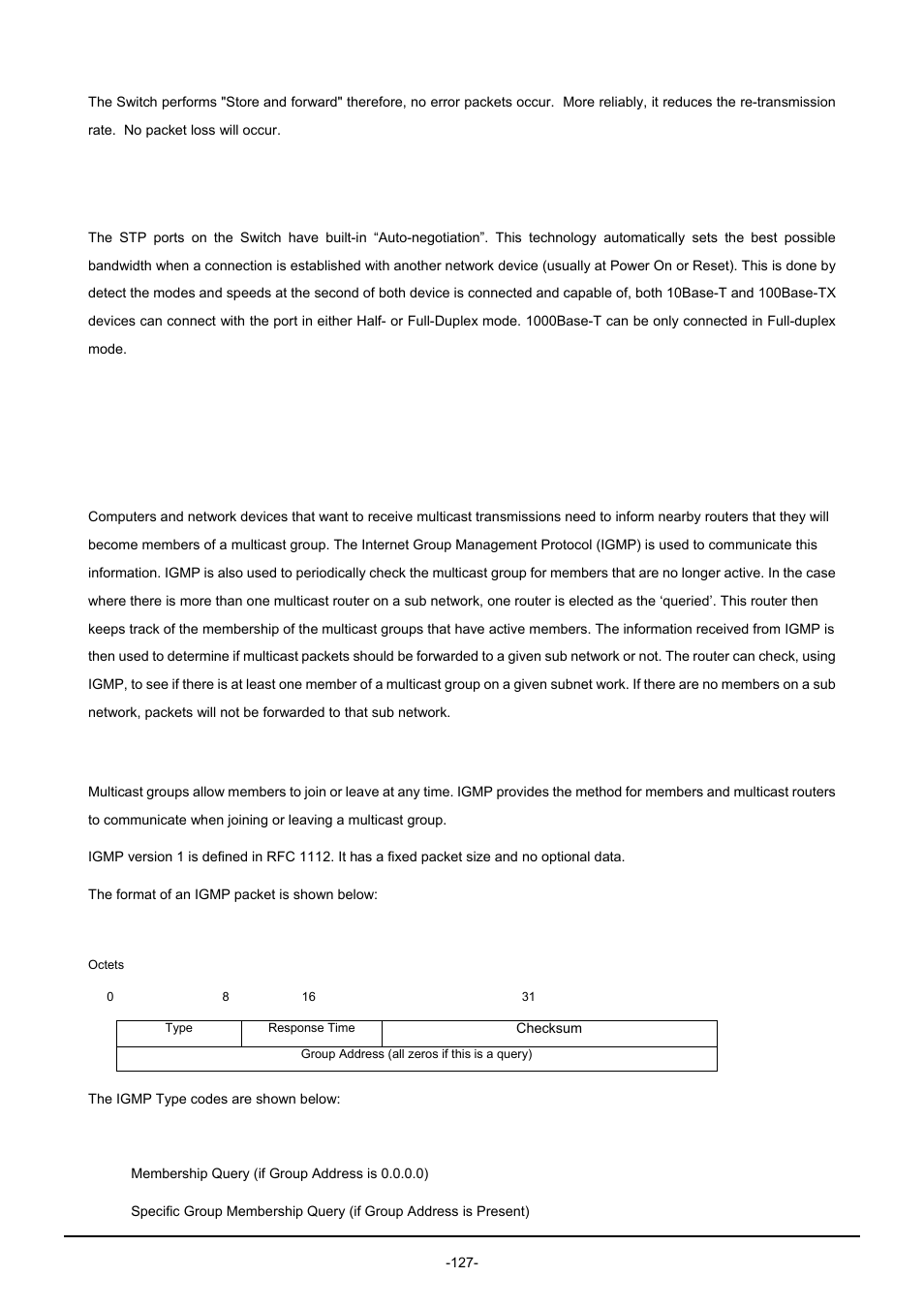 5 auto-negotiation, 6 igmp snooping, Egotiation | Igmp, Nooping | PLANET GSW-1602SF User Manual | Page 133 / 139