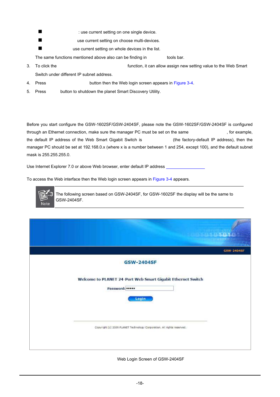 3 login the switch | PLANET GSW-1602SF User Manual | Page 24 / 139