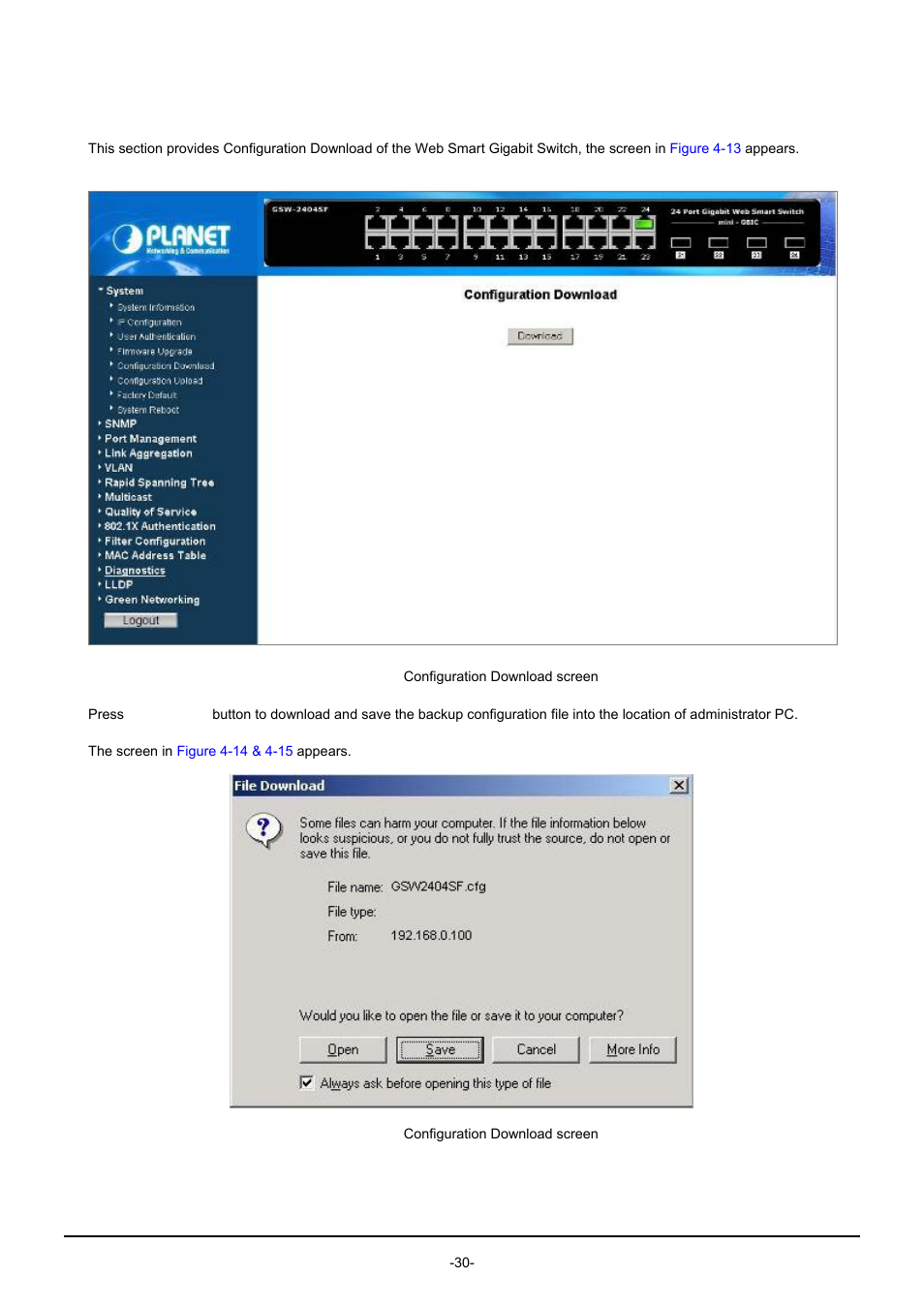 5 configuration download | PLANET GSW-1602SF User Manual | Page 36 / 139