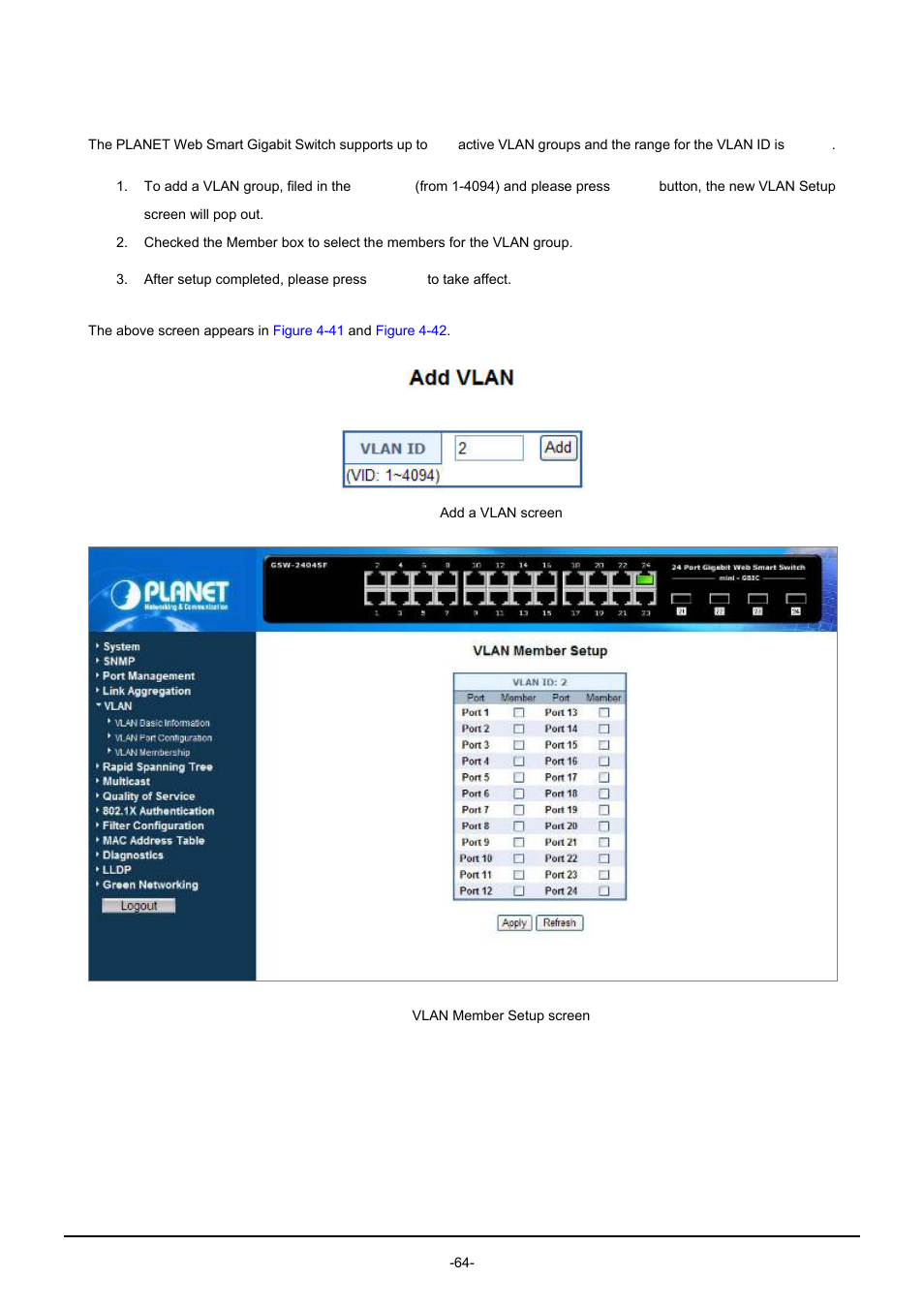 1 add a vlan group | PLANET GSW-1602SF User Manual | Page 70 / 139