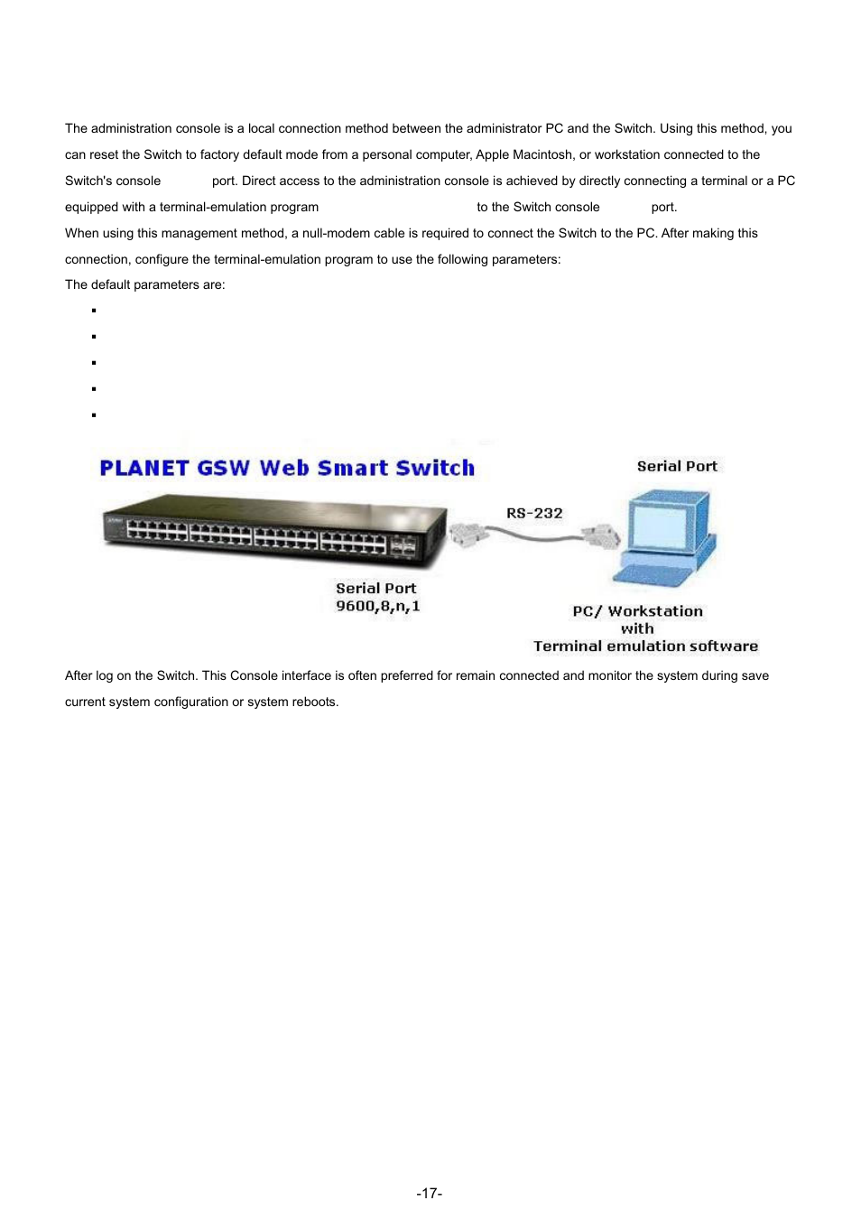 2 administrator console access | PLANET GSW-4804SF User Manual | Page 17 / 113