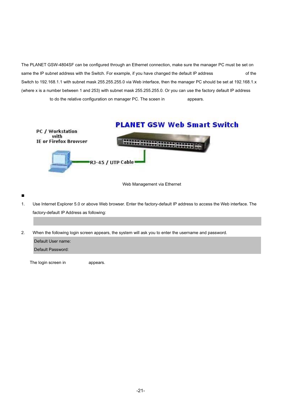 Web configuration | PLANET GSW-4804SF User Manual | Page 21 / 113