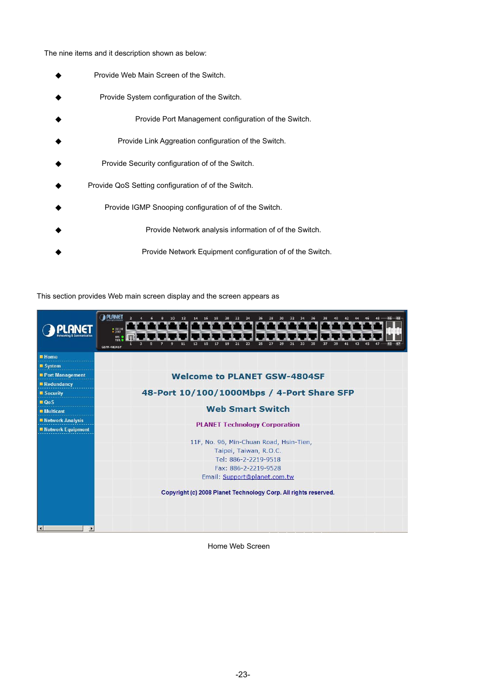 1 home | PLANET GSW-4804SF User Manual | Page 23 / 113