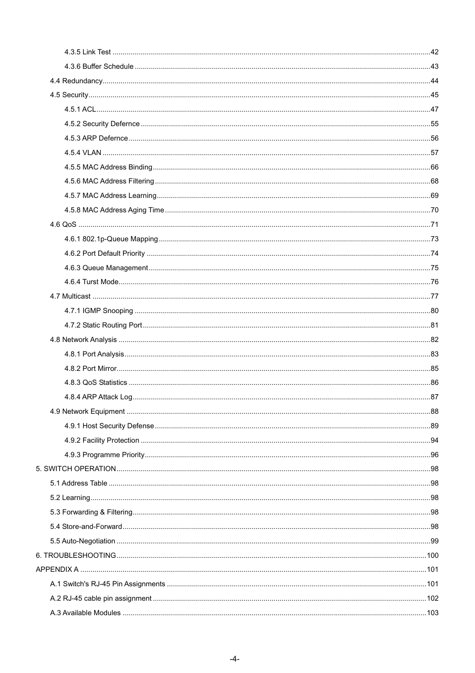 PLANET GSW-4804SF User Manual | Page 4 / 113