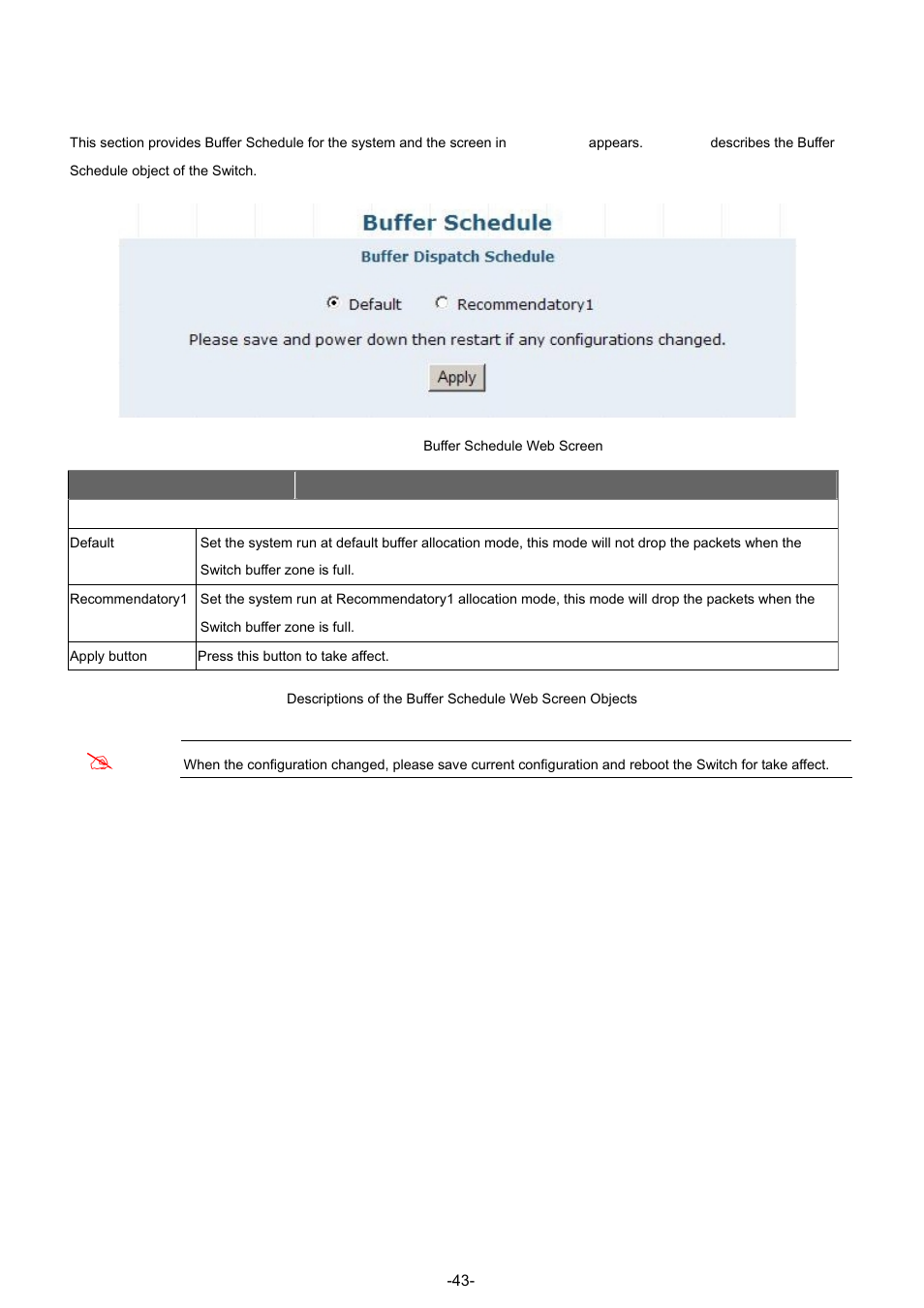 6 buffer schedule | PLANET GSW-4804SF User Manual | Page 43 / 113