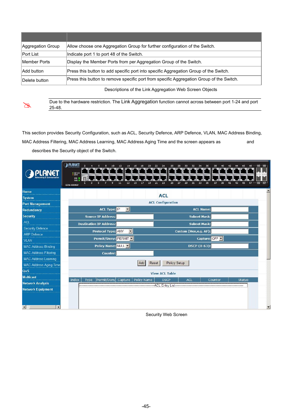 5 security | PLANET GSW-4804SF User Manual | Page 45 / 113