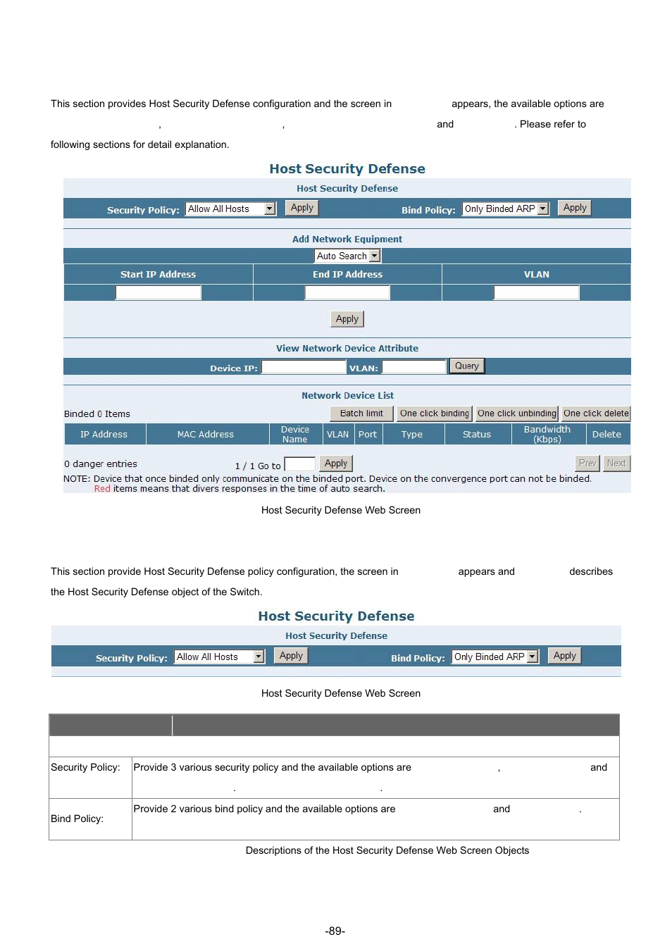 1 host security defense, Host security defense | PLANET GSW-4804SF User Manual | Page 89 / 113