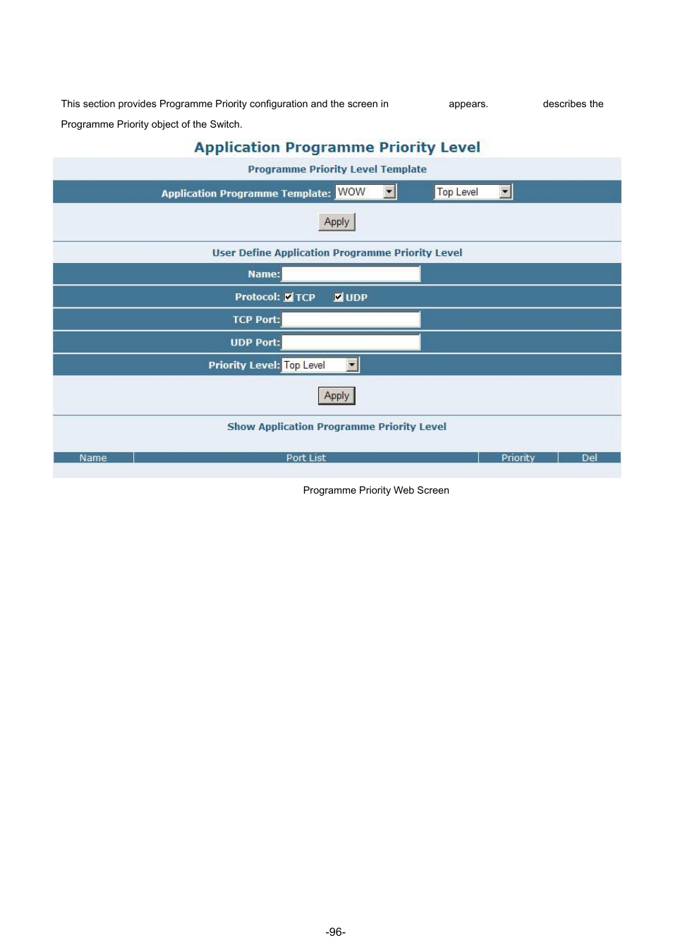 3 programme priority | PLANET GSW-4804SF User Manual | Page 96 / 113