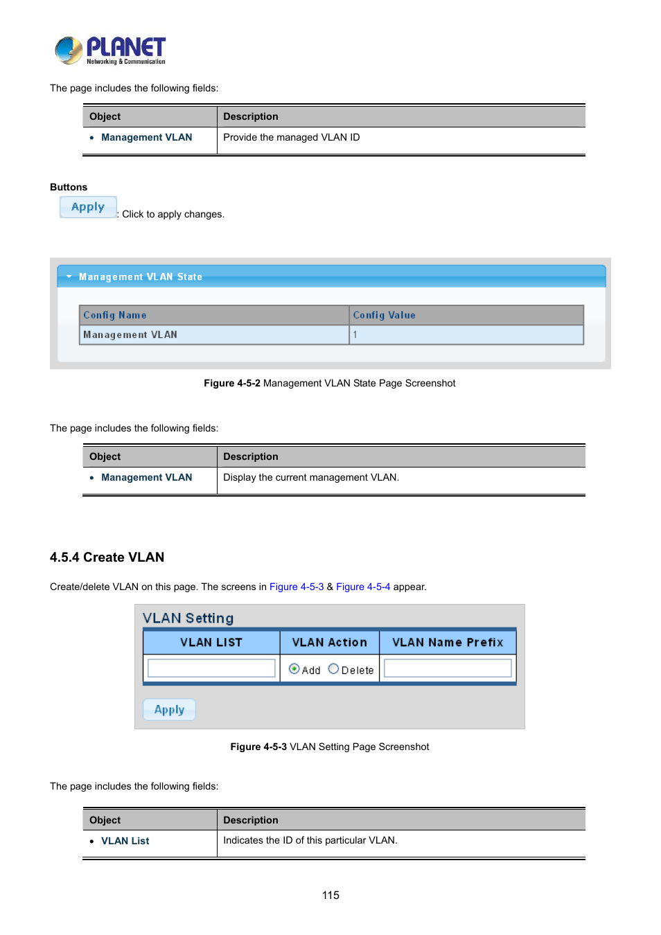 4 create vlan | PLANET LRP-822CS User Manual | Page 115 / 346