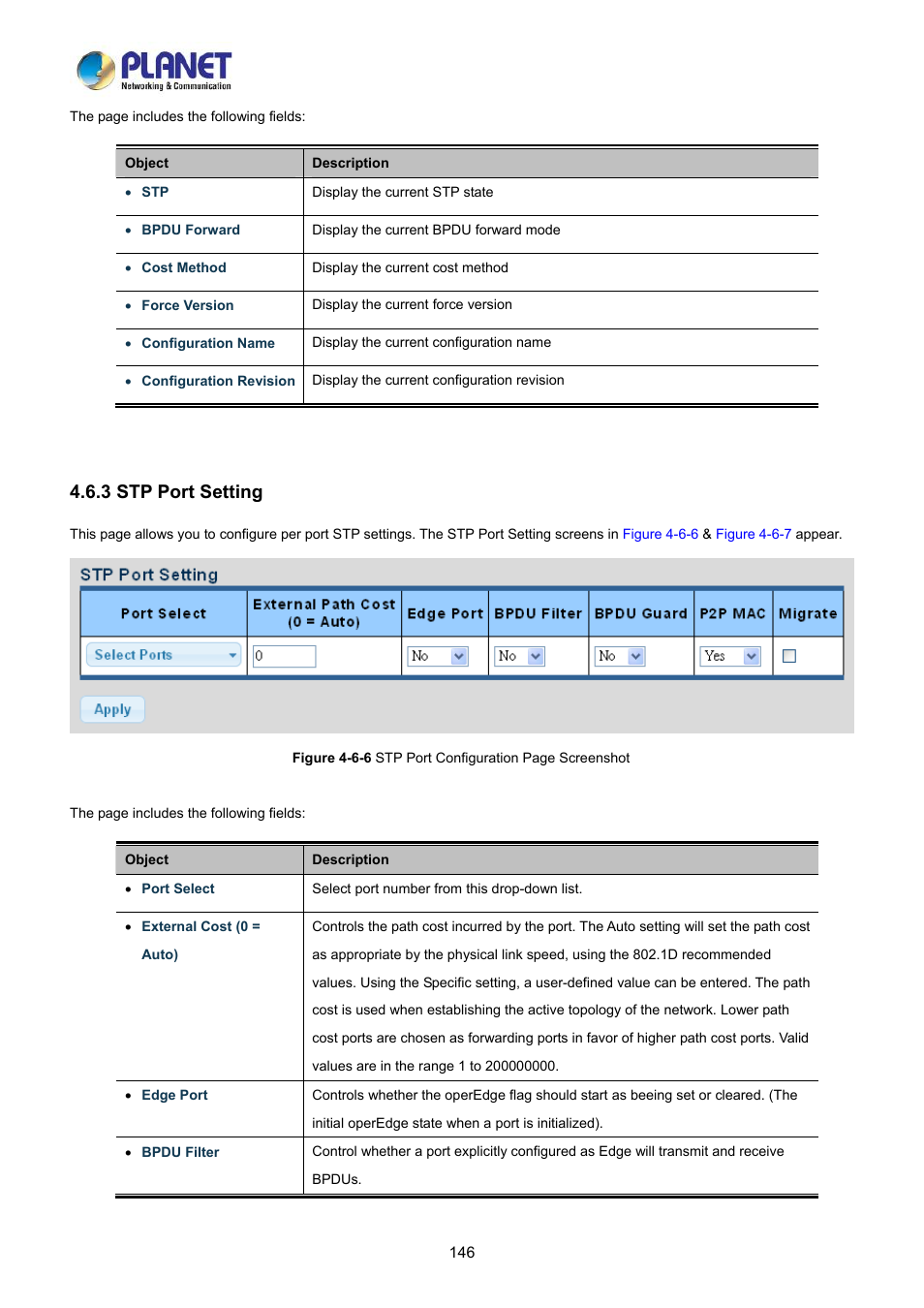 3 stp port setting | PLANET LRP-822CS User Manual | Page 146 / 346