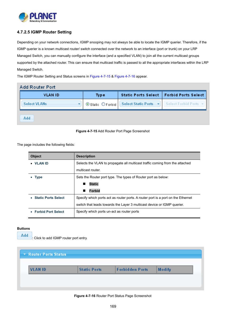 5 igmp router setting | PLANET LRP-822CS User Manual | Page 169 / 346