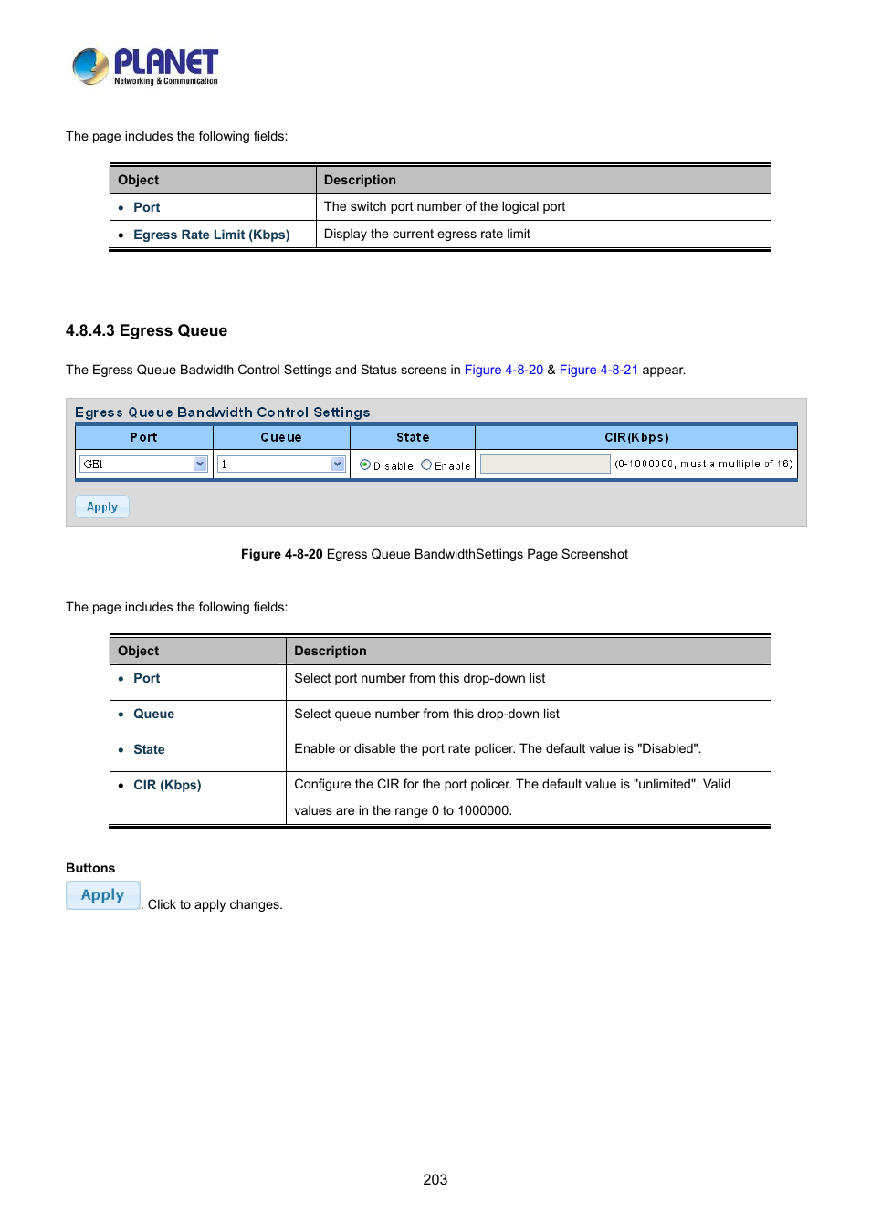 3 egress queue | PLANET LRP-822CS User Manual | Page 203 / 346