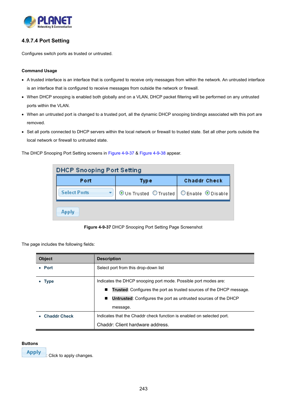 4 port setting | PLANET LRP-822CS User Manual | Page 243 / 346