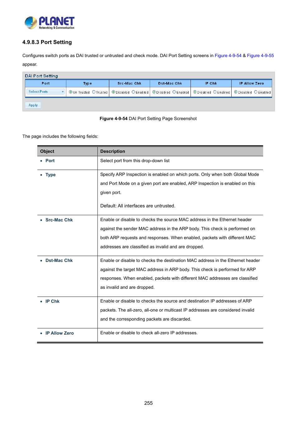 3 port setting | PLANET LRP-822CS User Manual | Page 255 / 346