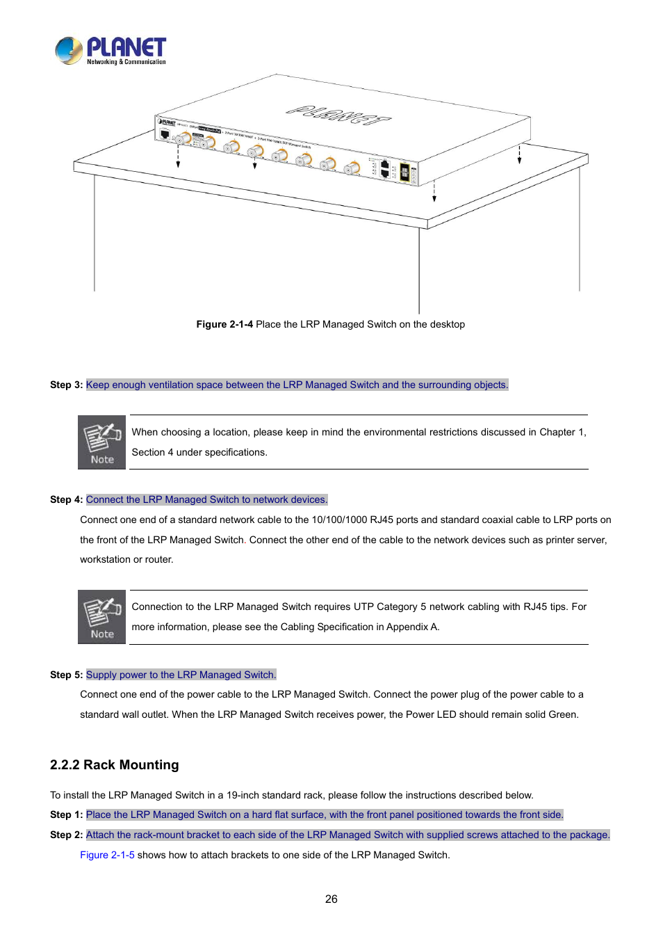 2 rack mounting | PLANET LRP-822CS User Manual | Page 26 / 346