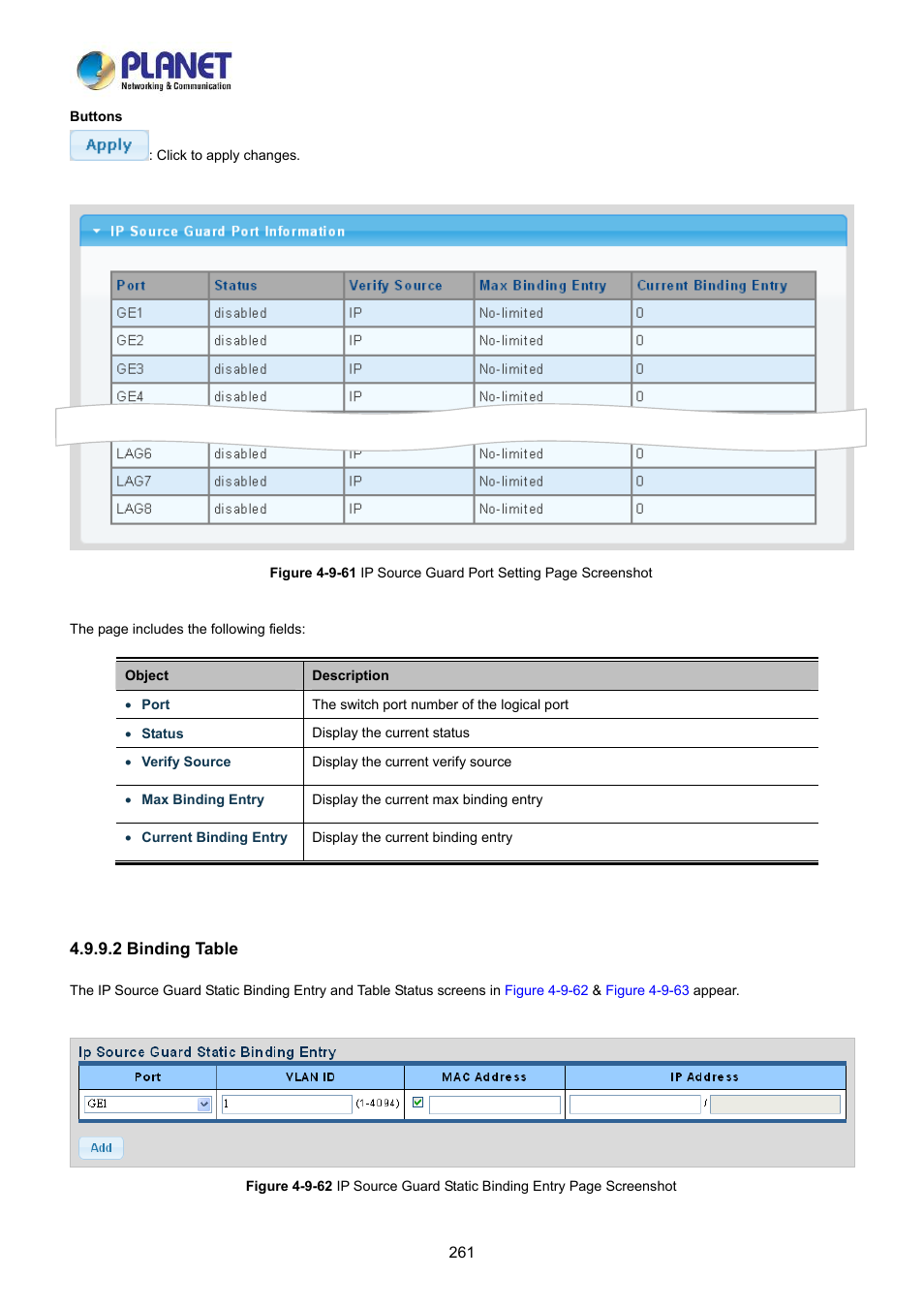 2 binding table | PLANET LRP-822CS User Manual | Page 261 / 346