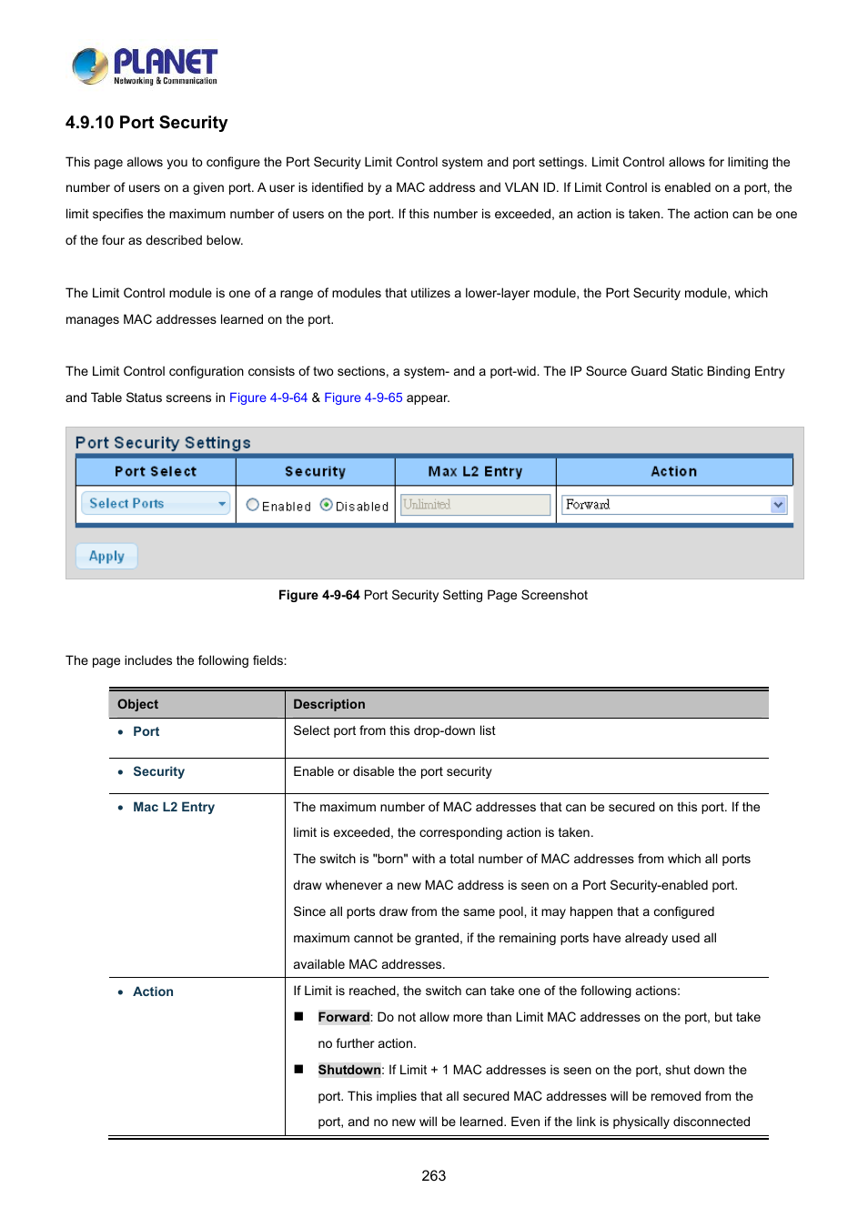 10 port security | PLANET LRP-822CS User Manual | Page 263 / 346