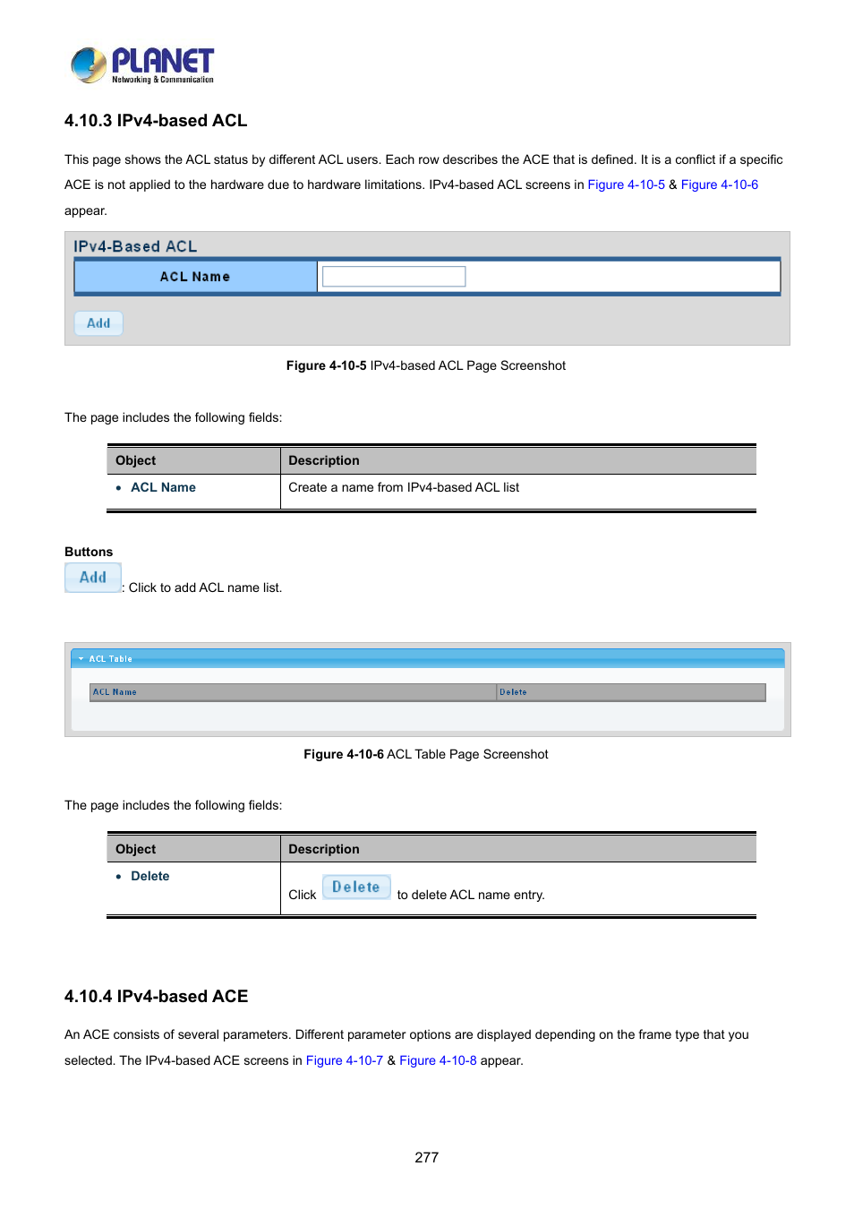 3 ipv4-based acl, 4 ipv4-based ace | PLANET LRP-822CS User Manual | Page 277 / 346