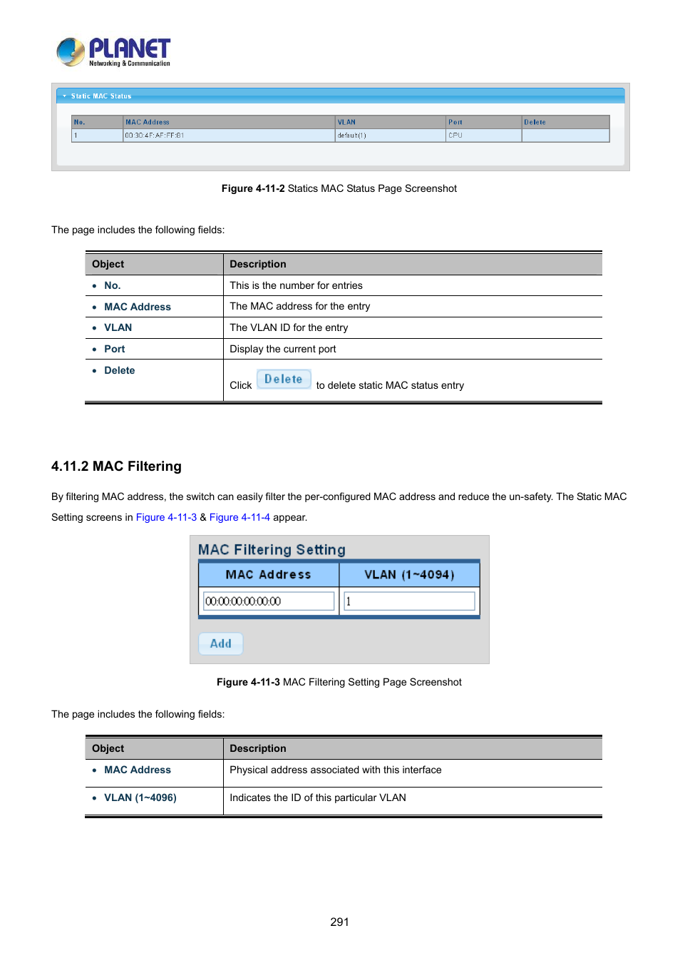 2 mac filtering | PLANET LRP-822CS User Manual | Page 291 / 346