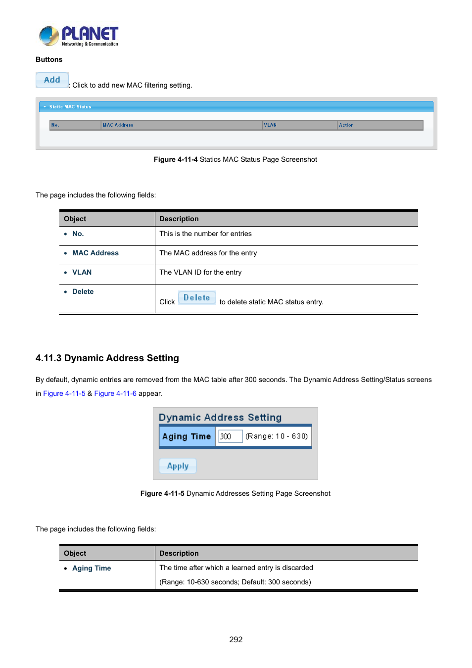 3 dynamic address setting | PLANET LRP-822CS User Manual | Page 292 / 346