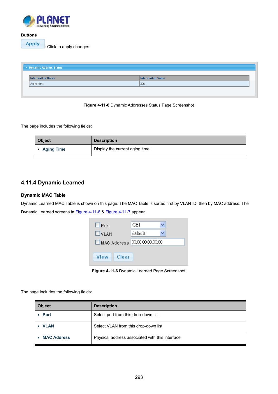 4 dynamic learned | PLANET LRP-822CS User Manual | Page 293 / 346