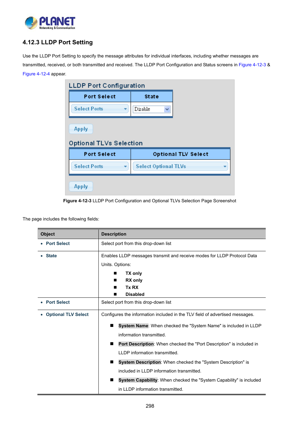 3 lldp port setting | PLANET LRP-822CS User Manual | Page 298 / 346