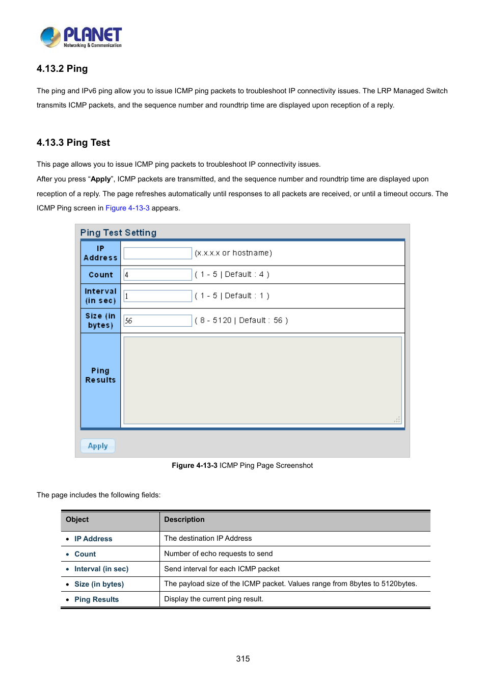 2 ping, 3 ping test | PLANET LRP-822CS User Manual | Page 315 / 346